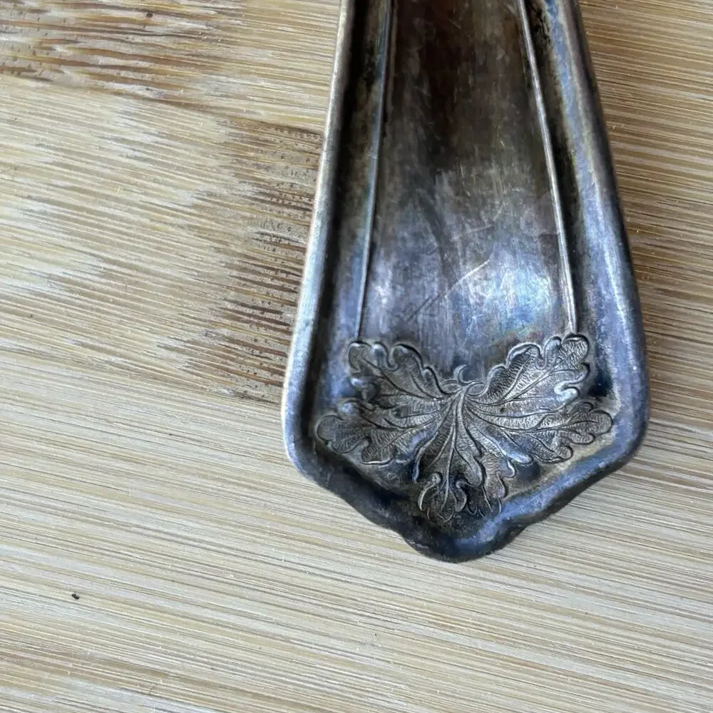 Vintage WM Rogers & Son AA Silverplate Gravy Ladle Floral Handle